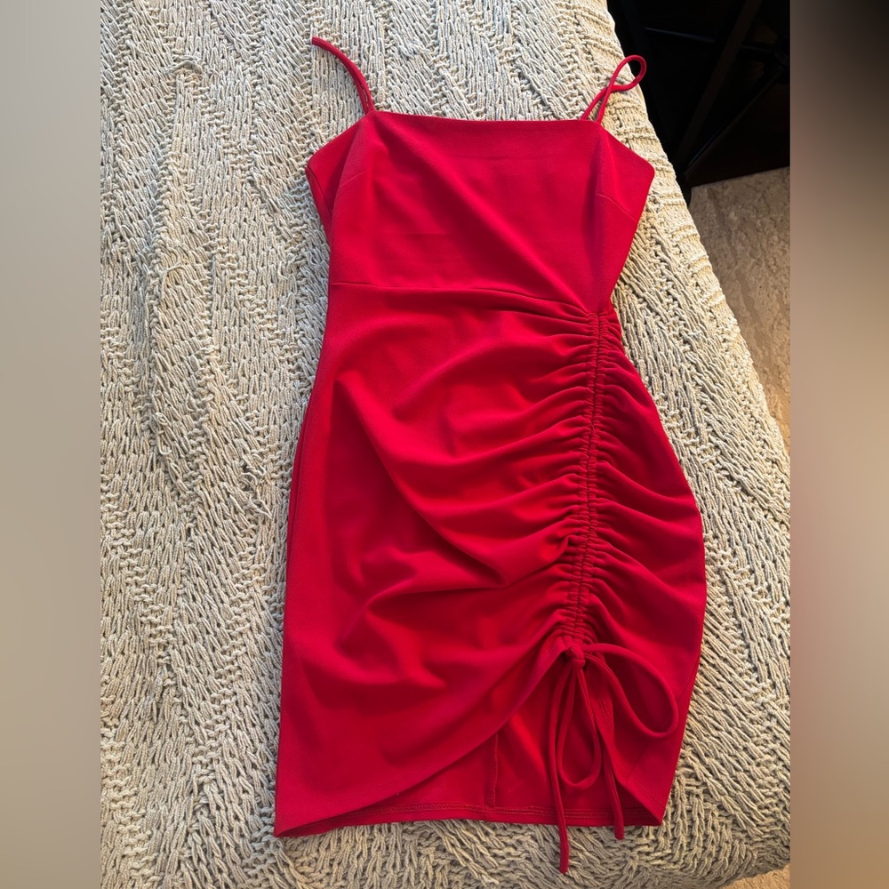 Windsor Vibrant Red Ruched Mini Dress